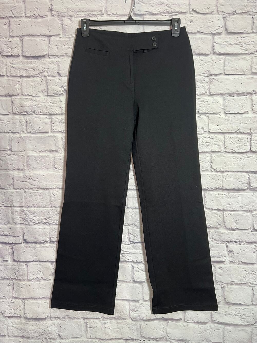 Eileen Fisher Ponte Wide Leg Pants SIZE S Black Stretch Trouser Heavier Weight